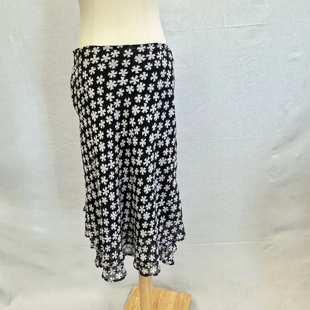 Vintage Y2k Soft Works Petites black & white  layered knee length skirt size 2‎